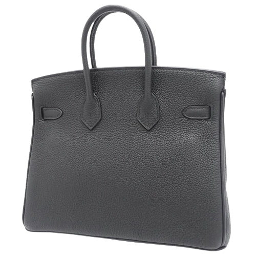 Birkin 25 Togo, Palladium hardware, Black; Birkin 25 Togo, Silver hardware, Z stamp.