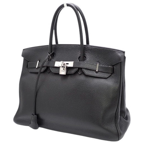 Birkin 35, Toray Clemence leather, palladium hardware, black; silver hardware, □I stamp.