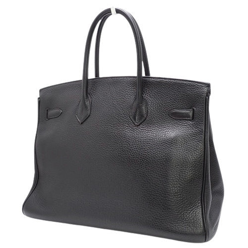 Birkin 35, Toray Clemence leather, palladium hardware, black; silver hardware, □I stamp.