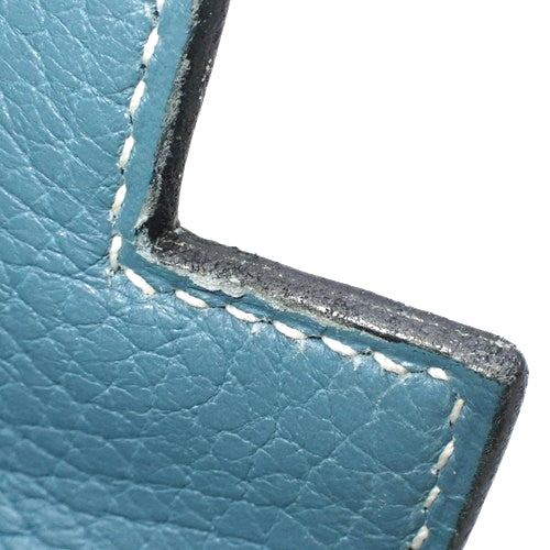 Kelly 32 (inner-stitched) Toray Clemence, palladium hardware, Bleu Jean, silver hardware, □H stamp.
