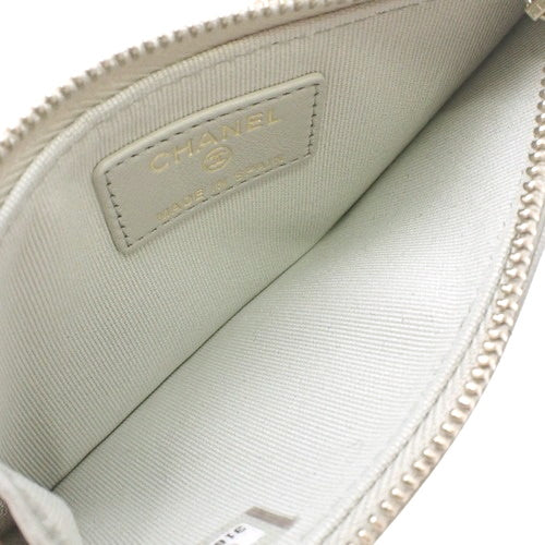 Matelasse Coco Mark Card Holder, Lambskin, Gray, Card Case, Coin Purse, Mini Wallet, Pass Case