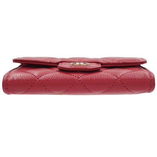 Matelasse Coco Mark Mini Wallet, Small Card Case, Business Card Holder, Caviar Skin