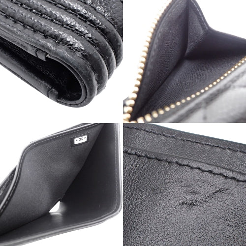 Boy Chanel Tri-Fold Wallet, Caviar Skin, Black, Coco Mark, 3-Fold Wallet