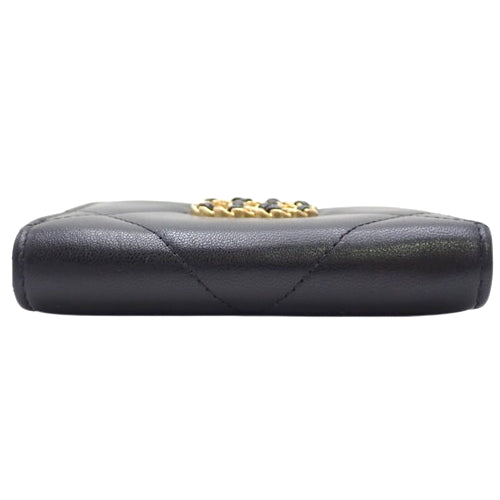 Chanel 19 Coco Mark Zip Coin Purse Round Zipper Mini Wallet Card Case Lambskin
