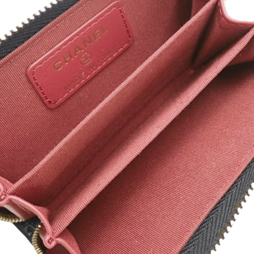 Chanel 19 Coco Mark Zip Coin Purse Round Zipper Mini Wallet Card Case Lambskin