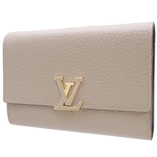 Portefeuille Capucines Compact Tri-fold Wallet in Taurillon Leather, Galle M62159 (current product as of December 2024)