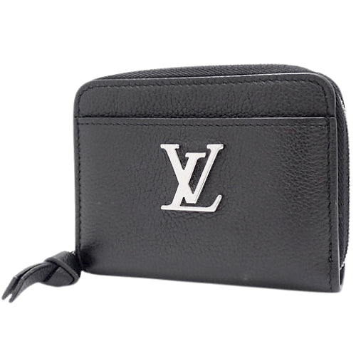 Zippy Coin Purse Lockme Mini Wallet Card Case in Calfskin Noir M80099