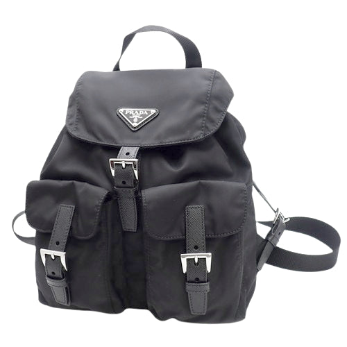 Small Re-Nylon Shoulder Backpack, Nylon, NERO, 1BZ677