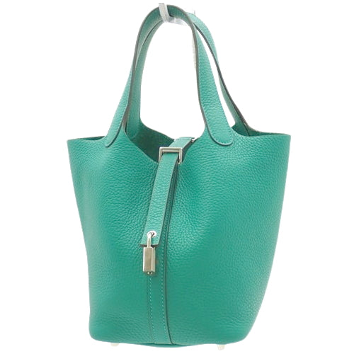 Picotin Lock PM, Torayonne Clemence leather, palladium hardware, Vert Veronese (green), silver hardware, Y hallmark.