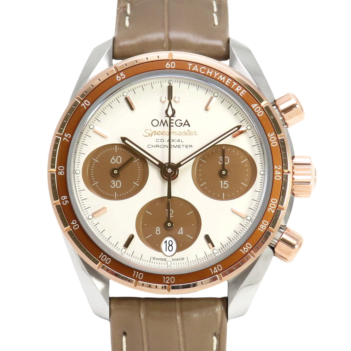 324.23.38.50.02.002 Speedmaster 38 PG/SS/Leather Automatic Ivory