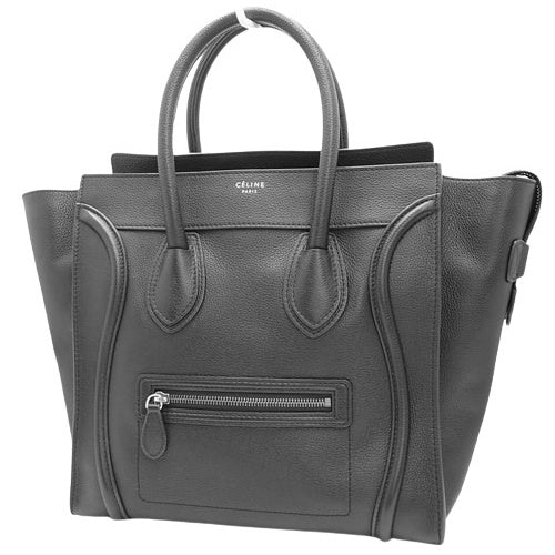 Luggage Mini Shopper, Drummed Calfskin, Black Tote Bag, Old Logo