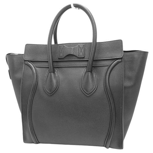 Luggage Mini Shopper, Drummed Calfskin, Black Tote Bag, Old Logo