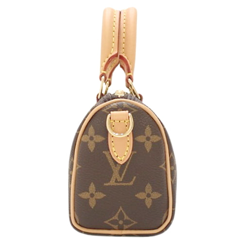 Monogram Nano Speedy, Monogram Canvas, Brown, Beige, M81085 (currently available as of December 2023), 2-way shoulder mini bag.