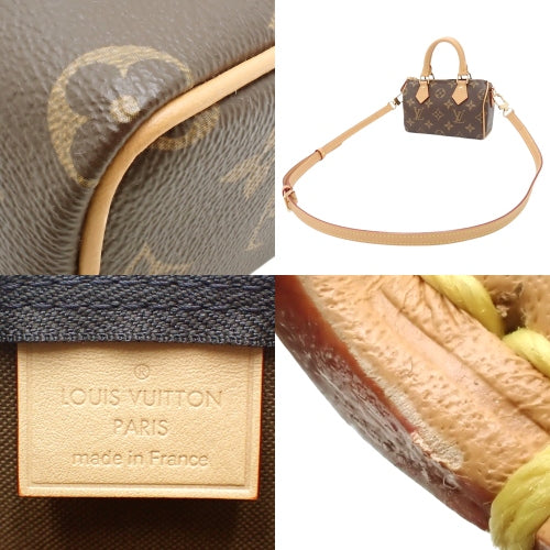 Monogram Nano Speedy, Monogram Canvas, Brown, Beige, M81085 (currently available as of December 2023), 2-way shoulder mini bag.