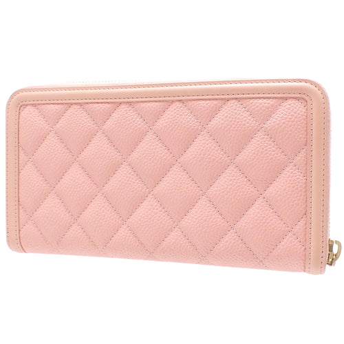 マトラッセ CCフィリグリー ロングウォレット マットキャビアスキン ピンク A84449 ラウンドジップ ファスナー