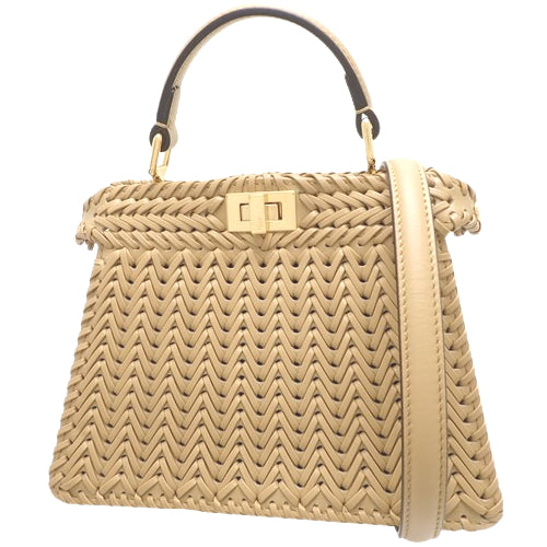 Peekaboo ISeeU Mini, Nappa Leather, Brown, 8BN335ANX8F1C6L, Woven Shoulder Bag