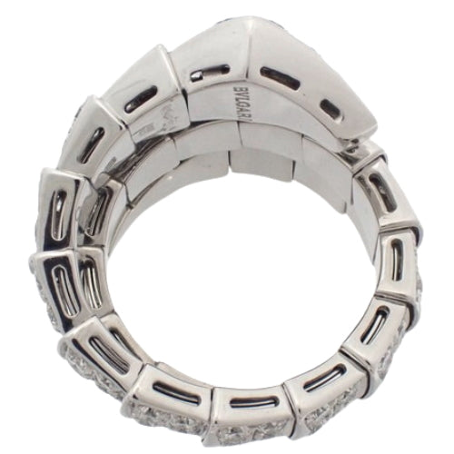 Serpenti Viper Ring with Diamonds, 345226, 18K White Gold, WG, Accessory, Jewelry, Pavé Snake Design, Diamonds, Size 7 (47)