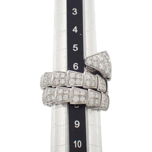 Serpenti Viper Ring with Diamonds, 345226, 18K White Gold, WG, Accessory, Jewelry, Pavé Snake Design, Diamonds, Size 7 (47)