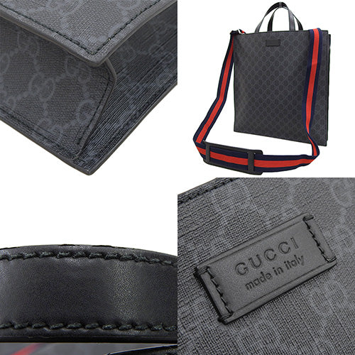 GG Supreme GG Supreme Canvas Black Gray 495559 K5IAN 1095 2WAY Handbag Shoulder Bag Crossbody Vertical