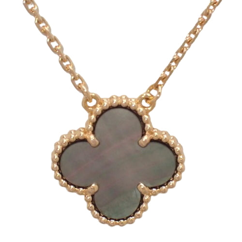 Vintage Alhambra Pendant, Black South Sea Pearl, Pink Gold (K18PG), Jewelry Accessory, Clover Motif
