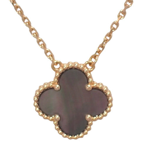 Vintage Alhambra Pendant, Black South Sea Pearl, Pink Gold (K18PG), Jewelry Accessory, Clover Motif