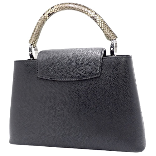 Capucine MM, Python, Triomphe Leather, Noir, N92800 (currently in production as of January 2024), 2-way shoulder bag, can be worn on the shoulder or crossbody.