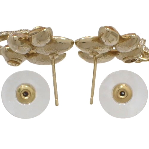 Cocomark Leaf Rhinestone Earrings, Rhinestone Metal (GP) Accessory Jewelry, Leaf Motif