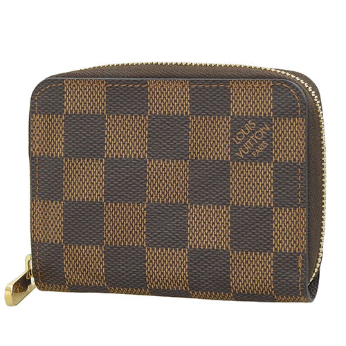 Damier Ebene Zippy Coin Purse, Mini Wallet, Card Case, Zip-Around Closure, Damier Canvas, N63070
