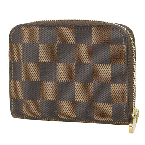 Damier Ebene Zippy Coin Purse, Mini Wallet, Card Case, Zip-Around Closure, Damier Canvas, N63070