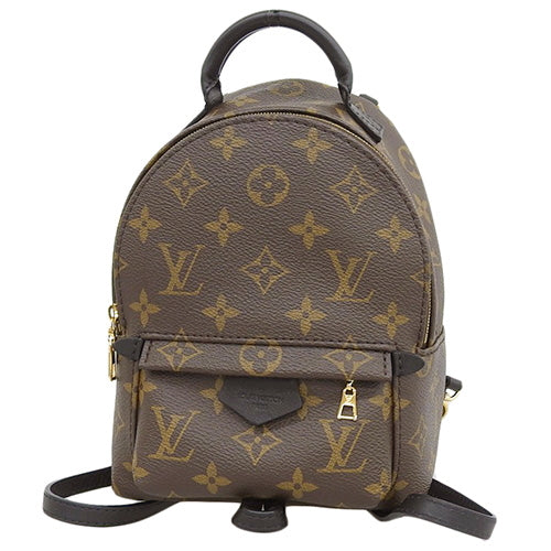 Monogram Palm Springs Backpack Mini, Monogram Canvas, Brown, Black, N92800, Backpack, Shoulder Bag