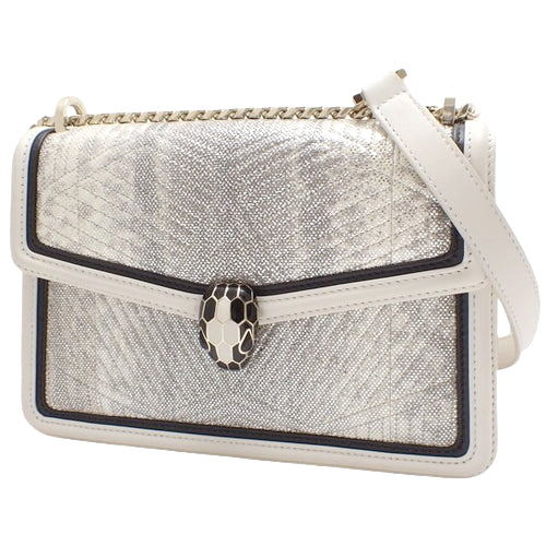 Serpenti Diamond Blast Shoulder/Crossbody Chain Shoulder Bag with Snake Motif and Calfskin