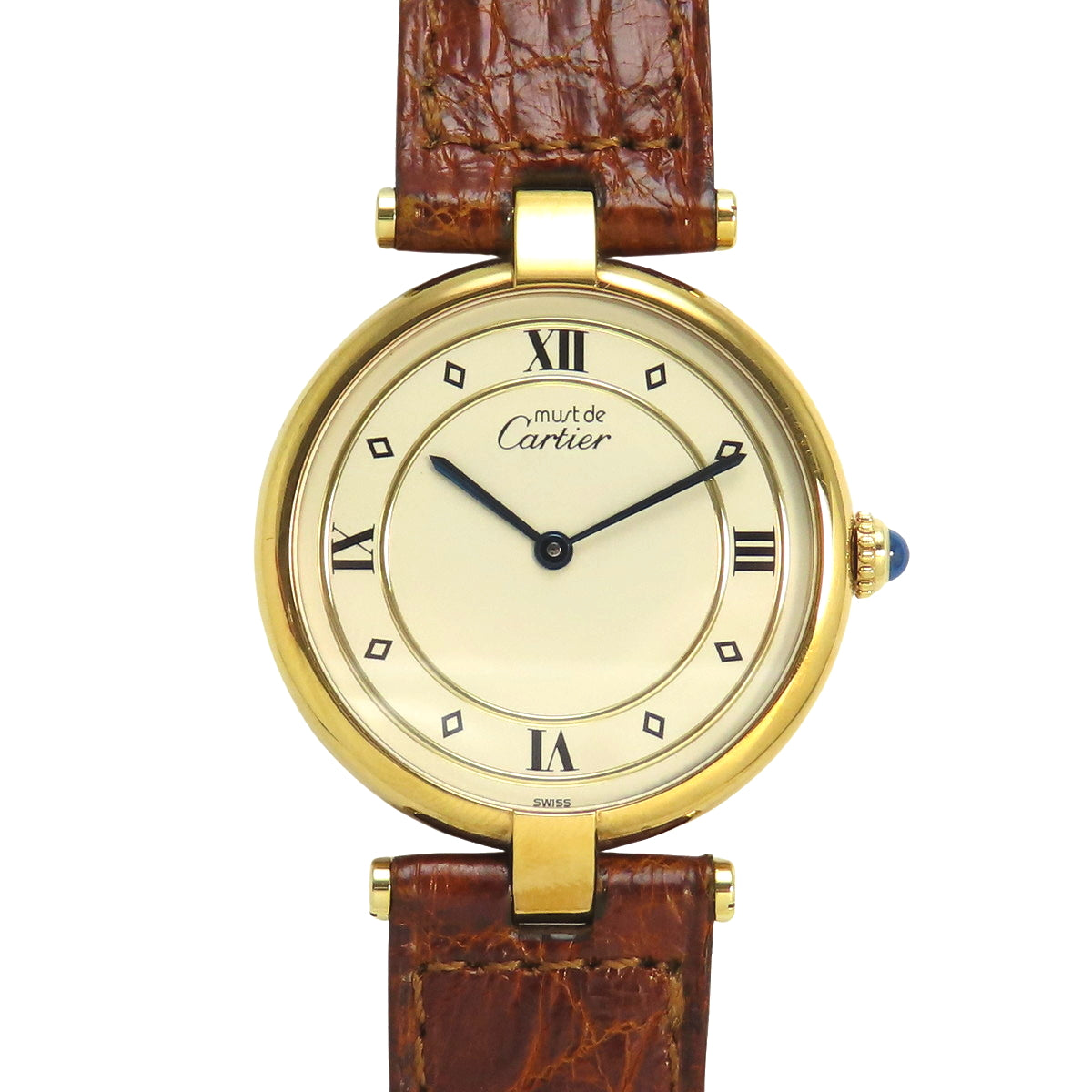 Must Vendôme Vermeil 590003 GP/Leather Quartz Ivory Brown