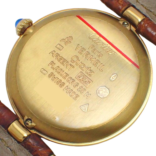 Must Vendôme Vermeil 590003 GP/Leather Quartz Ivory Brown