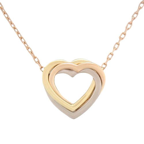 Trinity Heart Necklace, K18 Yellow Gold (YG), K18 Pink Gold (PG), K18 White Gold (WG)