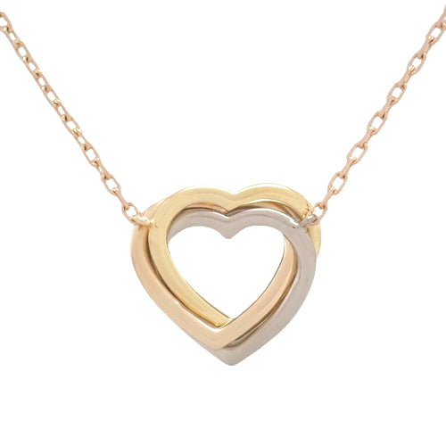 Trinity Heart Necklace, K18 Yellow Gold (YG), K18 Pink Gold (PG), K18 White Gold (WG)