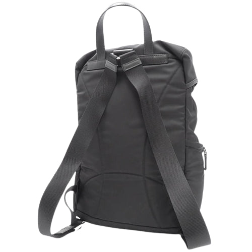 Triangle logo plate backpack/shoulder bag, daily use, nylon, VELA NERO (black), 1BZ039