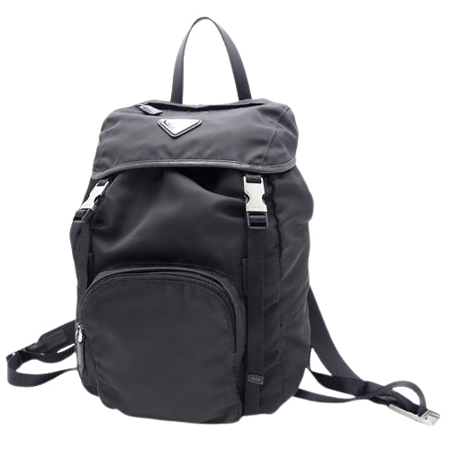 Re-Nylon Backpack, Nylon and Saffiano Leather, Black, 1BZ039_RV44_F0002, Shoulder Bag, Backpack