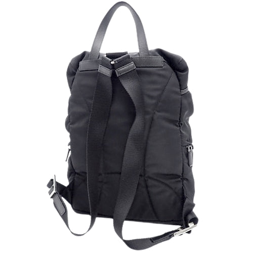 Re-Nylon Backpack, Nylon and Saffiano Leather, Black, 1BZ039_RV44_F0002, Shoulder Bag, Backpack
