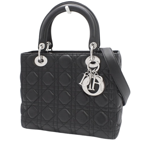 カナージュ Lady Dior レディディオール ミディアム 2WAY ショルダー 肩掛け 斜め掛け ラムスキン CAL44551