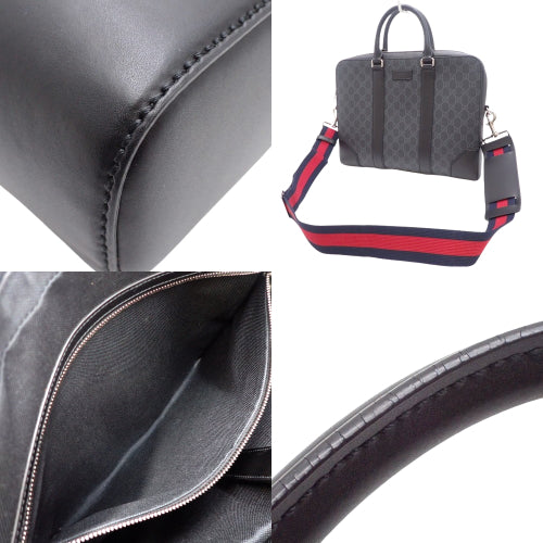 GG Supreme Briefcase, GG Supreme canvas, gray, black, 474135 K5RLN 1095 (currently available as of March 2024), 2-way shoulder bag, shoulder strap, crossbody, commuter bag.
