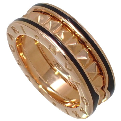 B-zero1 B.zero1 Rock 1-Band Ring 358242, 18K Pink Gold with PG and Black Ceramic, Size 13 (53), with 2021 Warranty.