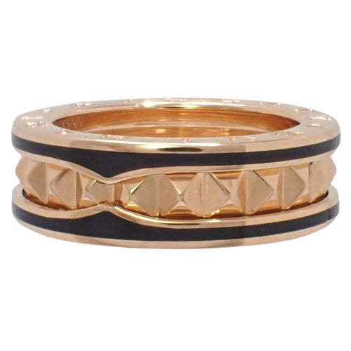 B-zero1 B.zero1 Rock 1-Band Ring 358242, 18K Pink Gold with PG and Black Ceramic, Size 13 (53), with 2021 Warranty.