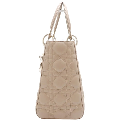 カナージュ レディディオール Lady Dior バッグ ミディアム ラムスキン グレージュ ベージュ 2WAY ショルダー 肩掛け