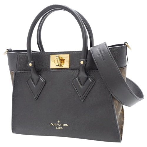 Monogram On My Side PM 2-Way Shoulder Tote Bag in Calfskin and Monogram Canvas, Noir, M57728 (current as of May 2024)