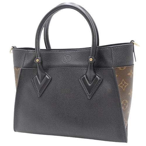 Monogram On My Side PM 2-Way Shoulder Tote Bag in Calfskin and Monogram Canvas, Noir, M57728 (current as of May 2024)