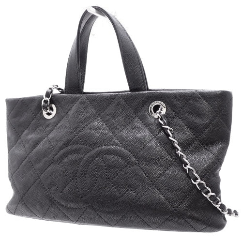 2-way tote bag, caviar skin, black, shoulder bag, handbag.