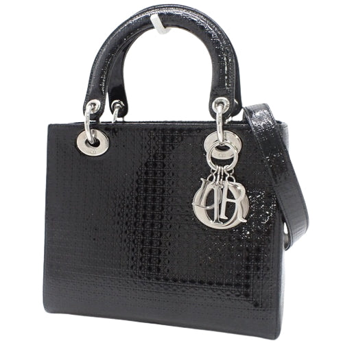 Lady Dior Micro Cannage Medium 2-Way Shoulder Bag in Patent Leather/Patent Leather
