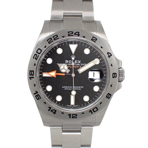 [保修在内] 216570 Explorer II 不锈钢自动手表，随机编号，2018 年 10 月购买，黑色和银色