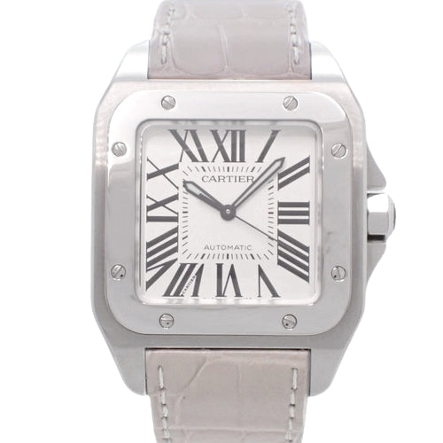 Santos 100LM W20073X8 Stainless Steel Automatic Watch, Silver/Gray, Purchased in April 2018, with Warranty