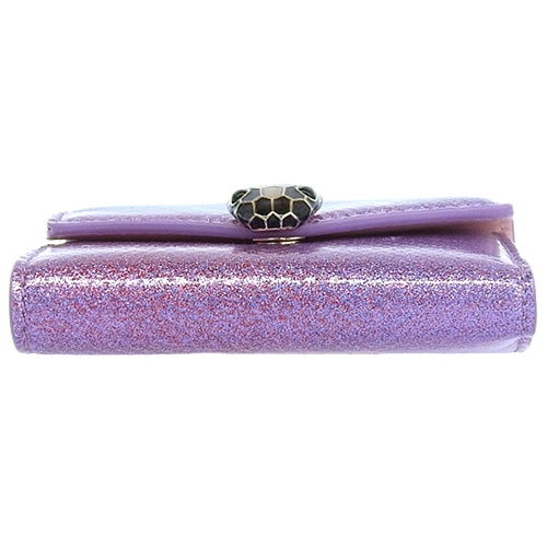 Serpenti Forever Tri-fold Wallet, 3-fold Mini Wallet, Snake Motif, Glitter Leather